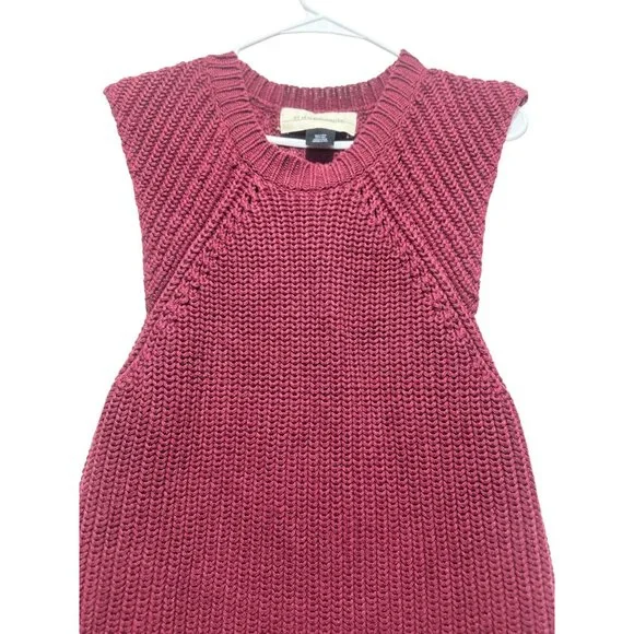 By Malene Birger Chunky Knit Linen Long Vest Womens Small Red Preppy Fisherman - Picture 15 of 16